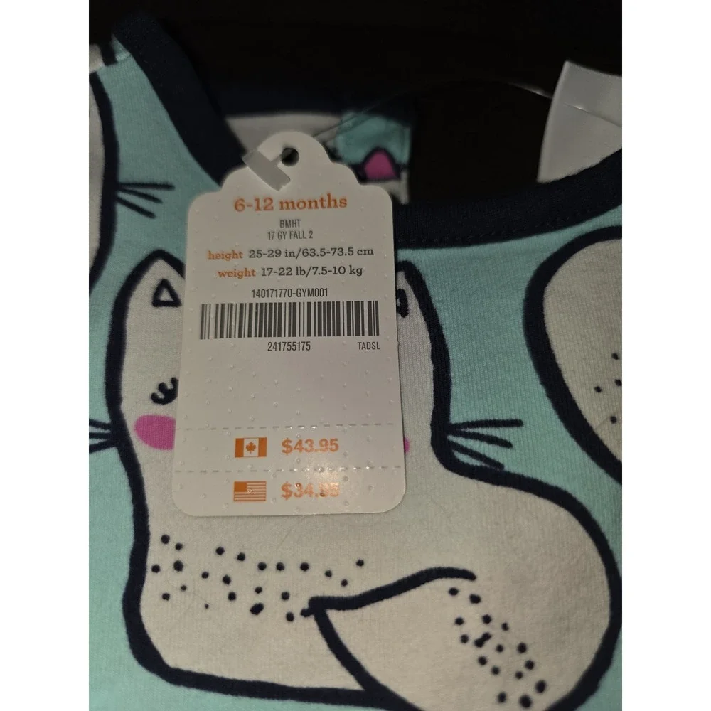 Gymboree‎ layette line purrfect prep cat dress size 6 12 months nwt